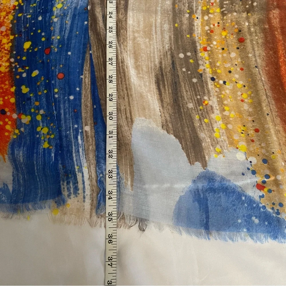 Blue multi raw hem split sides kimono cover up - Picture 9 of 10